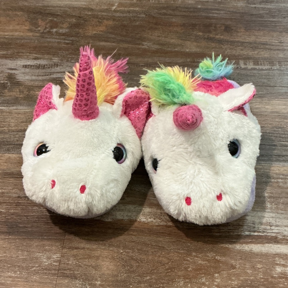 Wonder Nation Kids Unicorn Slippers - White and Pink